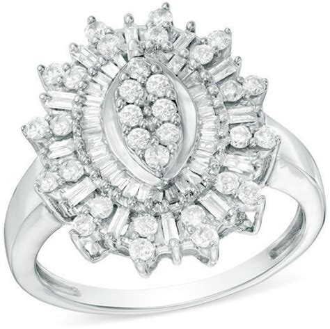 1 Ct Tw Composite Diamond Starburst Ring In 10k White Gold In 2019