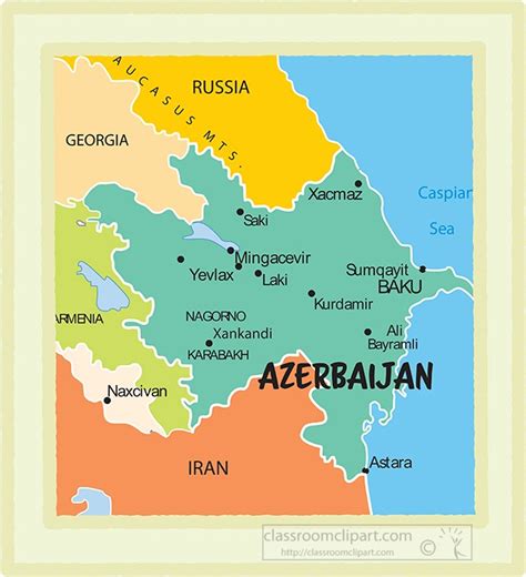 Country Maps Clipart Photo Image Azerbaijan Country Map Color Border