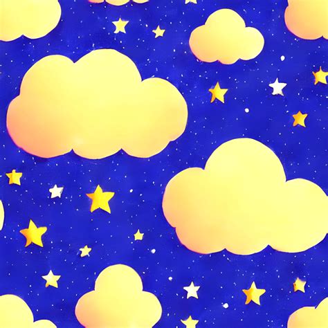 Clouds and Stars in the Sky Cartoon Illustration · Creative Fabrica