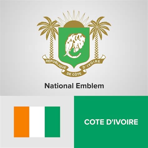 Premium Vector Cote D Ivoire National Emblem And Flag