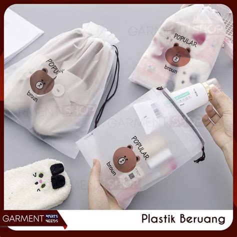 Jual Travel Pouch Organizer Tas Serut Make Up Serbaguna Motif Beruang