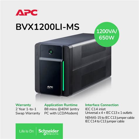 APC Easy UPS BVX 1200VA 230V AVR Universal Sockets BVX1200LI MS