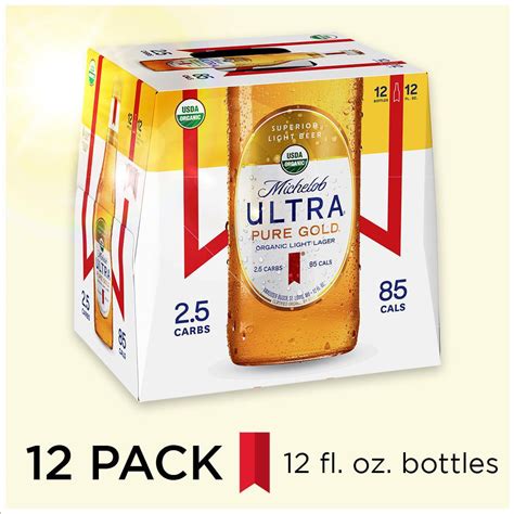 Michelob Ultra Pure Gold Organic Light Lager 12 Pack Beer 12 Fl Oz