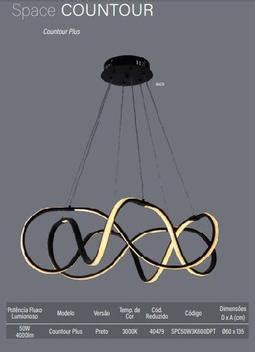 Pendente Led Space Countour Plus Preto 50w 3000k 60cm Bronzearte Llum