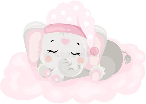 Lindo Beb Elefante Rosa Durmiendo En La Nube Ilustraci N Del Vector