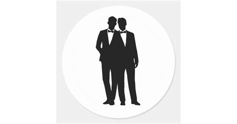 2 Grooms Silhouette Gay Couple Wedding Stickers Zazzle