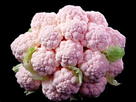 Se Muestra Una Coliflor Rosa Con Un Fondo Negro Foto Premium