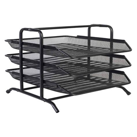 Metal Mesh Document Tray File Tray Paper Holder 3 Tier Black