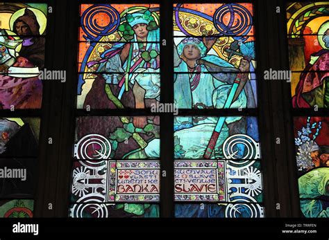 Stained Glass Window By Alphonse Mucha In The New Archbishop Chapel At The Cathedral Of Saint