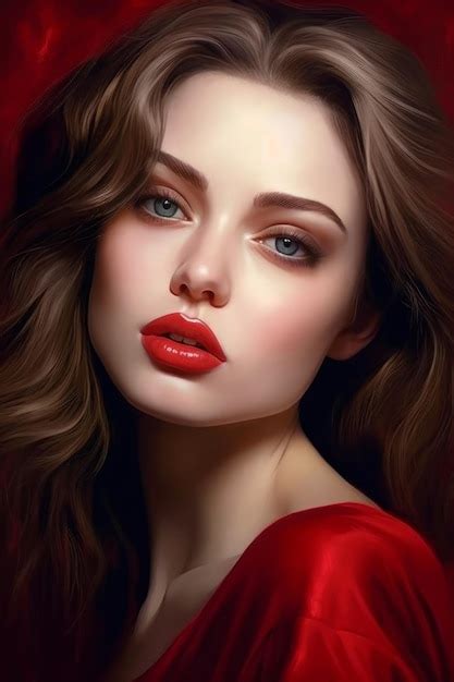 Premium Ai Image A Woman With Red Lips And Red Lips