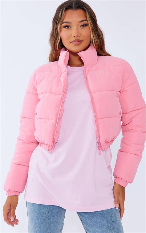 Pink Peach Skin Cropped Bubble Puffer Jacket Prettylittlething Ca