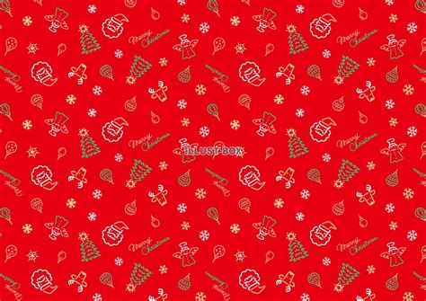 無料イラスト 手書きイラストの赤地クリスマスパターン柄