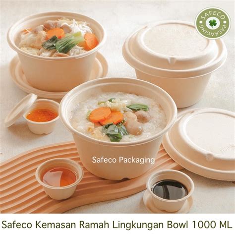 Jual Bagasse Safeco Eco Bowl 1000 ML Mangkok Mangkuk Tahan Panas