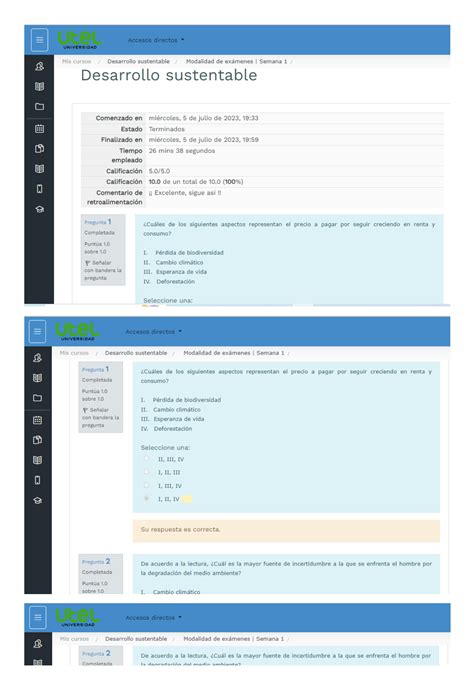 Solution Examen Semana Desarrollo Sustentable Studypool