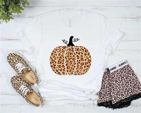 Leopard Pumpkin Shirt Fall T Shirt Pumpkin Leopard Print Etsy