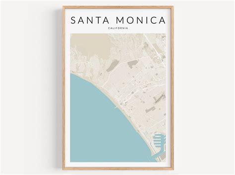 Santa Monica Map Print, Map of Santa Monica, Los Angeles Wall Art ...