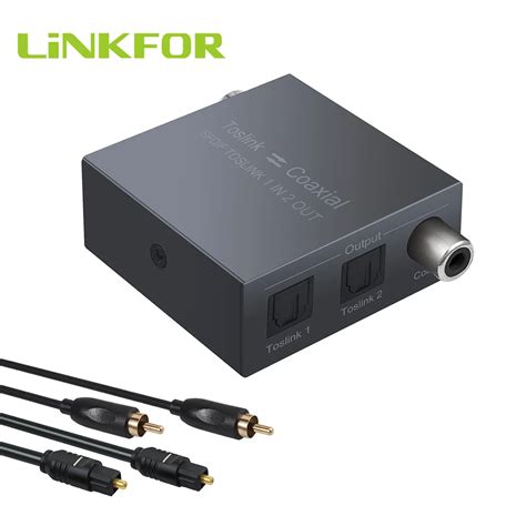 LiNKFOR 192KHz Digital Audio Converter 1 In 2 Out Optical SPDIF Toslink