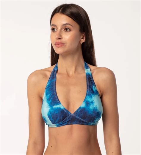 Blue Tie Dye Halter Neck Bikini Top Official Store