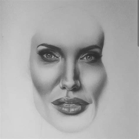 A Charcoal Portrait Of Angelina Jolie That I Ve Been Working On