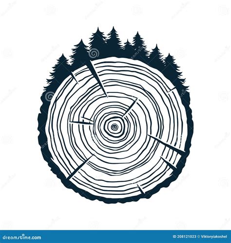 Wood Texture Rings Slice of Tree Wooden Stump Stock Vector ...