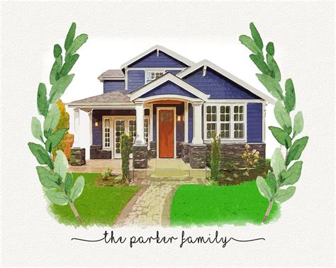 Custom Watercolor House Portrait Personalized Housewarming Gift