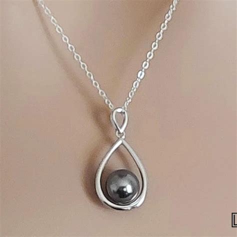 Grey Pearl Pendant Etsy