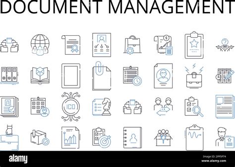 Document Management Line Icons Collection Record Keeping File