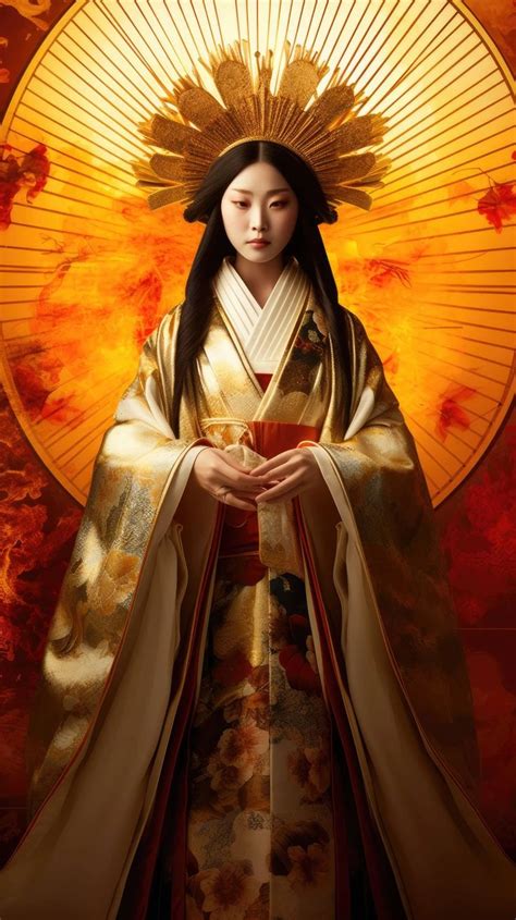 A mesmerizing representation of Amaterasu, the Shinto sun goddess ...