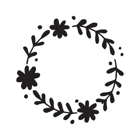 Vector Drawing In Doodle Style Round Frame Wreath With Abstract