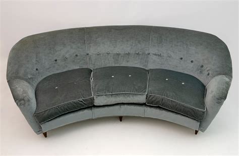 Geschwungenes Italienisches Mid Century Sofa Aus Samt Von Gio Ponti F R