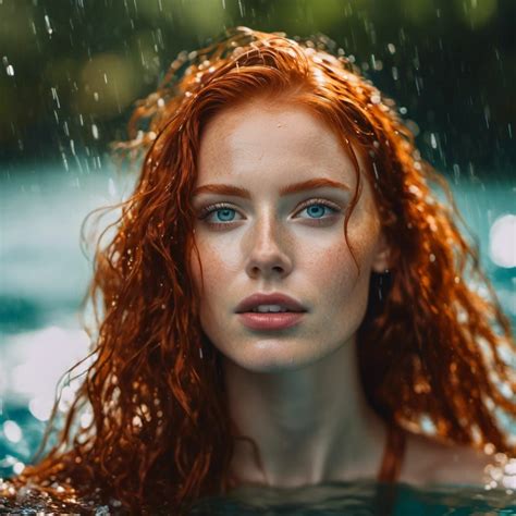 Lifelike Portrait Of Gorgeous Beautiful Attractive Cool Looking Wet