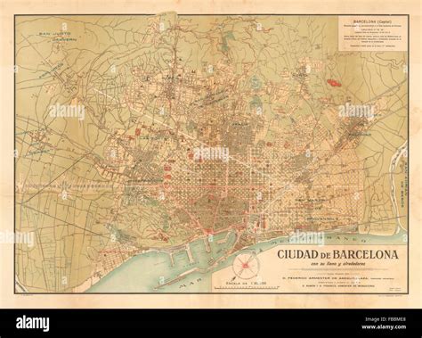 Barcelona Plano Antiguo De La Cuidad Antike Stadt Plan Martin C1911