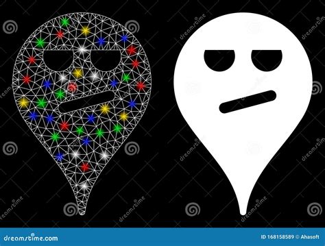 Bright Mesh D Bored Smiley Map Marker Icon With Flare Spots Stock