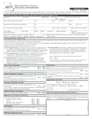 Fillable Online Dor Mo Mailin Driver License Application Dor Mo Fax