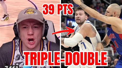 Luka Pt Triple Double Reacting To Mavericks Vs Pistons Youtube