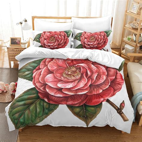 Home Bedclothes Pink Flower Printed Duvet Cover Set Adult Luxury Bedspreads Bedroom Decorfull