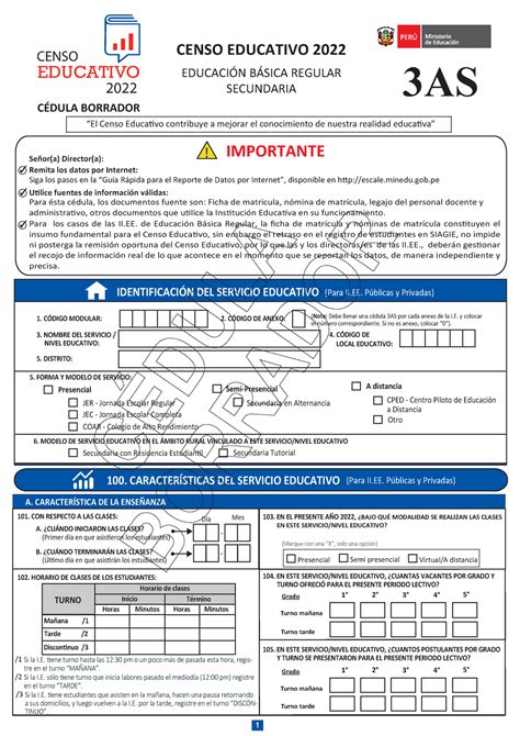 Cedula 3AS Censo Educativo 2022 CENSO EDUCATIVO 2022 EDUCACIN BSICA