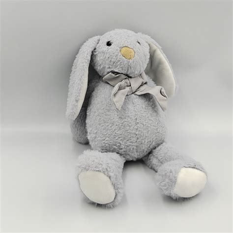 Doudou Peluche Lapin Bleu Noeud ATMOSPHERA