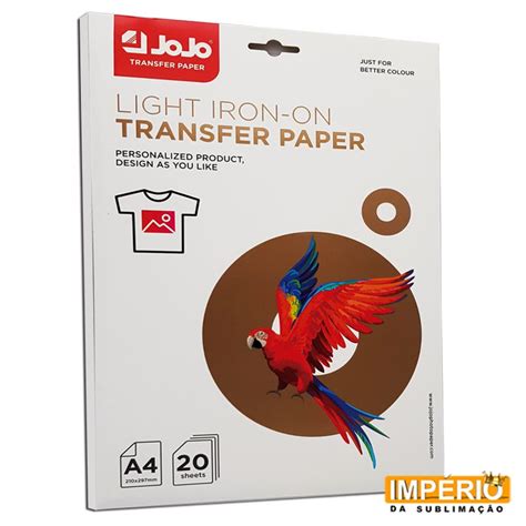 Papel A4 Light Transfer JoJo 150g 20 folhas Império da Sublimação