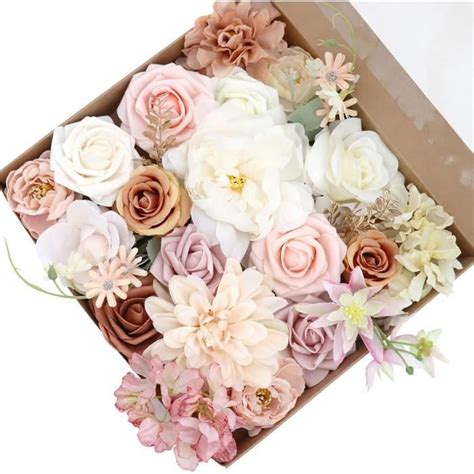 Fleurs Roses Artificielle Avec Feuille Et Tige Ajustable Faux Fleurs