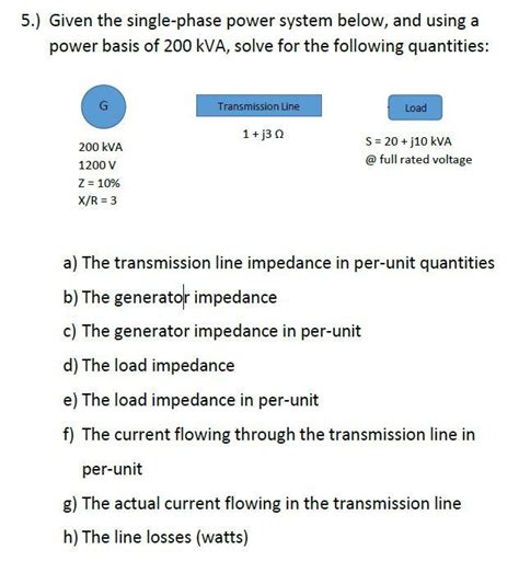 Solved 5.) Given the single-phase power system below, and | Chegg.com