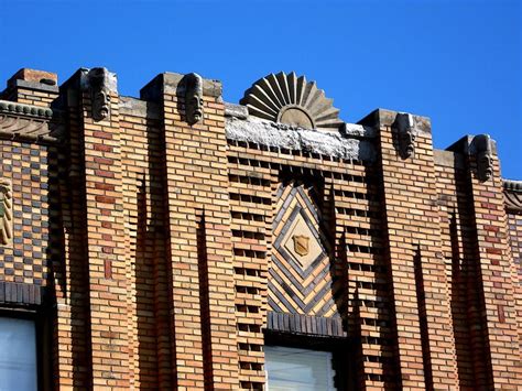 Art Deco Brick Building With Decorative Windows