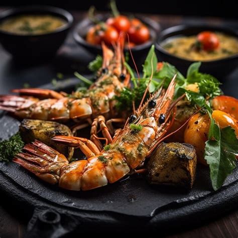 Premium Photo | Grilled seafood platter dish served on plate