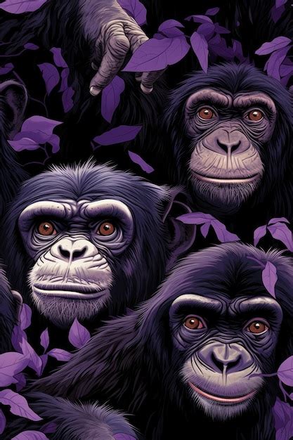 Premium AI Image | Chimpanzee faces seamless tiles