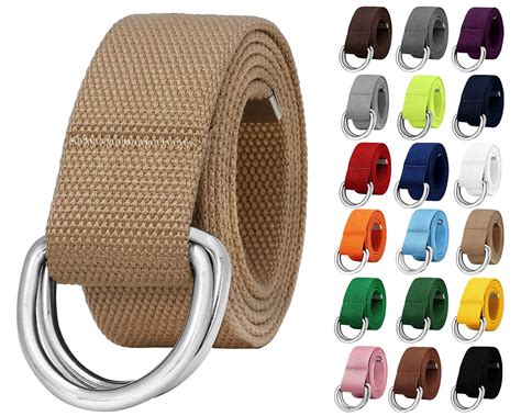 Canvas Web Belt Metal Double D Ring Buckle For Men Women Etsy