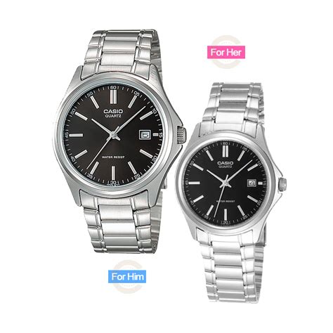 Casio Enticer Black Dial Silver Chain Classic Dress Gift Watch For Couple