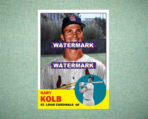 Gary Kolb St Louis Cardinals Custom Baseball Card 1963 Style Card That