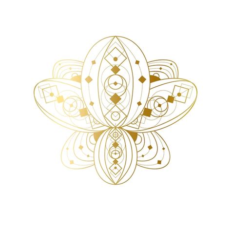 Premium Vector Lotus Flower With Geometric Golden Ornament Vector