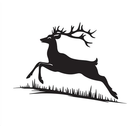 Black And White Deer Silhouette Illustration On Isolated White