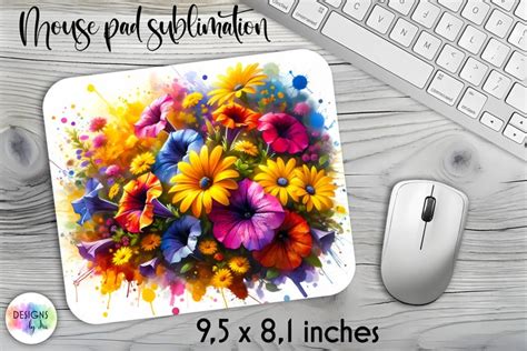 Summer Flowers Mouse Pad. Floral Mouse Pad Design